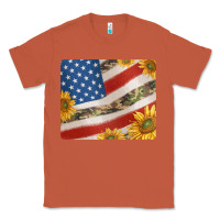 Copper american flag sunflowers and canouflage print veteran mousepad Classic Tee - Jasminsmagicworld