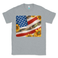 Heather Grey american flag sunflowers and canouflage print veteran mousepad Classic Tee - Jasminsmagicworld