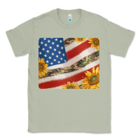 Matcha american flag sunflowers and canouflage print veteran mousepad Classic Tee - Jasminsmagicworld