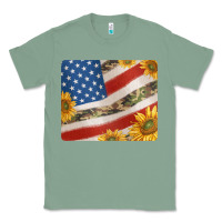 Sage american flag sunflowers and canouflage print veteran mousepad Classic Tee - Jasminsmagicworld