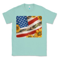 Seafoam american flag sunflowers and canouflage print veteran mousepad Classic Tee - Jasminsmagicworld