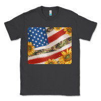 Smoke american flag sunflowers and canouflage print veteran mousepad Classic Tee - Jasminsmagicworld