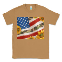 Toasted Coconut american flag sunflowers and canouflage print veteran mousepad Classic Tee - Jasminsmagicworld