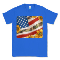 True Royal american flag sunflowers and canouflage print veteran mousepad Classic Tee - Jasminsmagicworld