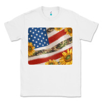 White american flag sunflowers and canouflage print veteran mousepad Classic Tee - Jasminsmagicworld
