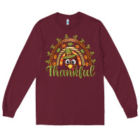 Burgundy Turkey rainbow thankful thanksgiving Long Sleeve Tee - NancyCooperArtShop