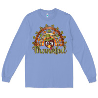 Colony Blue Turkey rainbow thankful thanksgiving Long Sleeve Tee - NancyCooperArtShop