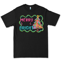 Black merry and bright christmas tree Premium Tee - MaliasSmallBusiness