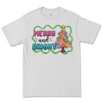 Dove Grey merry and bright christmas tree Premium Tee - MaliasSmallBusiness