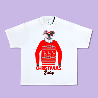 Christmas Buldog Urban Heavy Tee Designed By Bettercallsaul