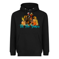 Black Western Fall Turkey Tis The Season Heavyweight Hoodie - LillyAllenDesigns