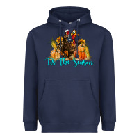 Navy Western Fall Turkey Tis The Season Heavyweight Hoodie - LillyAllenDesigns
