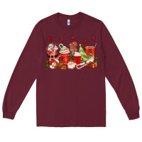 Burgundy Christmas coffee cups Long Sleeve Tee - texasbilliewilder