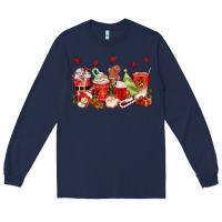 Navy Christmas coffee cups Long Sleeve Tee - texasbilliewilder