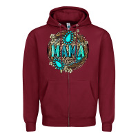 Burgundy Mama with gemstone leopard Mother's Day Zipper Hoodie - FaDigitalArtStudio
