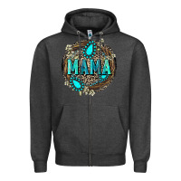 Charcoal Heather Mama with gemstone leopard Mother's Day Zipper Hoodie - FaDigitalArtStudio