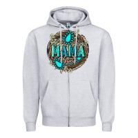 Heather Grey Mama with gemstone leopard Mother's Day Zipper Hoodie - FaDigitalArtStudio