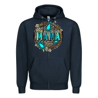 Navy Mama with gemstone leopard Mother's Day Zipper Hoodie - FaDigitalArtStudio