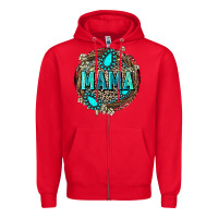 Red Mama with gemstone leopard Mother's Day Zipper Hoodie - FaDigitalArtStudio