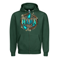 Sports Green Mama with gemstone leopard Mother's Day Zipper Hoodie - FaDigitalArtStudio