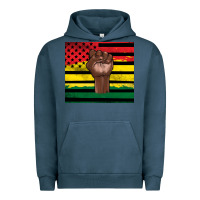 Pigment Midnight Navy Juneteenth American flag Urban Hoodie - Artiststas