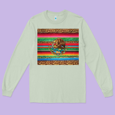 Serape Leopard Mexican Long Sleeve Tee Designed By Jasminsmagicworld