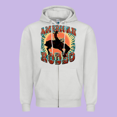 American Rodeo Zipper Hoodie Designed By Fadigitalartstudio