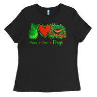Black Peace Love Frogs Ladies Tee - Jasminsmagicworld