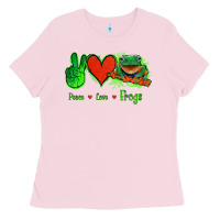 Bubblegum Pink Peace Love Frogs Ladies Tee - Jasminsmagicworld