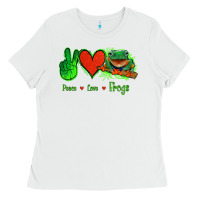 White Peace Love Frogs Ladies Tee - Jasminsmagicworld