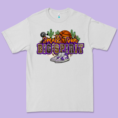 Small Town Big Spirit Basketball Premium Tee Designed By Nancycooperartshop