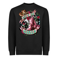 Black Let's go Girl's Cowboy boots Heavyweight Sweatshirt - HowdyJamesFarm