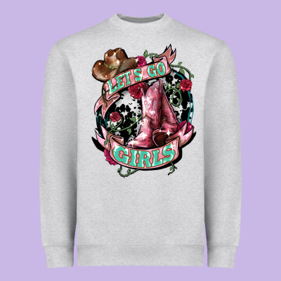 Let's Go Girl's Cowboy Boots Heavyweight Sweatshirt Designed By Howdyjamesfarm