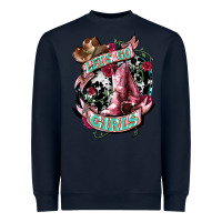 Navy Let's go Girl's Cowboy boots Heavyweight Sweatshirt - HowdyJamesFarm