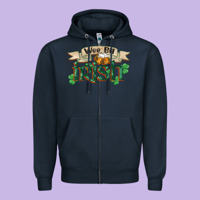 Wee Bit Irish St Patricks Day Zipper Hoodie Designed By Fadigitalartstudio