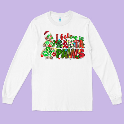 I Believe In Santa Paws Long Sleeve Tee Designed By Texasbilliewilder