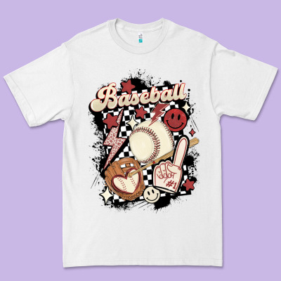 Checkered Retro Baseball Premium Tee Designed By Maliassmallbusiness