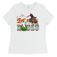 White lets rodeo Ladies Tee - NancyCooperArtShop
