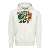 Oatmeal Heather All American boy 4th of july Zipper Hoodie - FaDigitalArtStudio