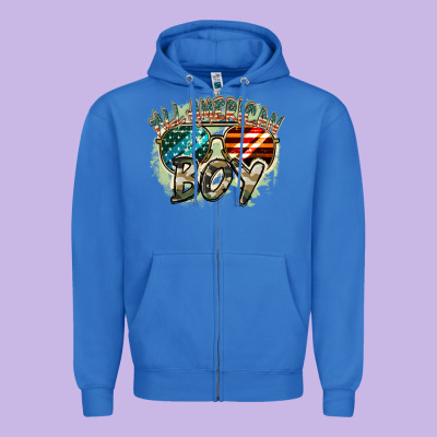 All American Boy 4th Of July Zipper Hoodie Designed By Fadigitalartstudio