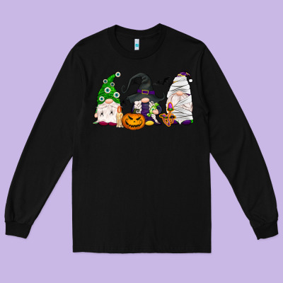 Halloween Gnomes Long Sleeve Tee Designed By Nancycooperartshop