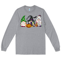 Heather Grey Halloween gnomes Long Sleeve Tee - NancyCooperArtShop