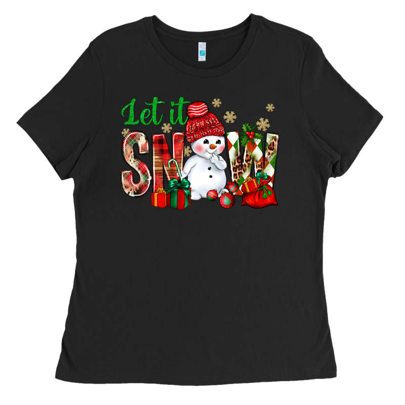 Let It Snow With Snowman Ladies Tee by NancyCooperArtShop | Teevron