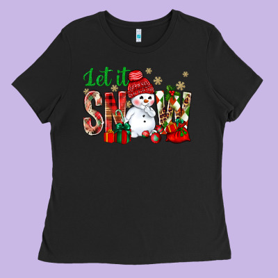Let It Snow With Snowman Ladies Tee Designed By Nancycooperartshop