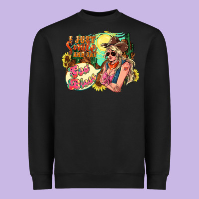 I Just Smile And Say God Bless Heavyweight Sweatshirt Designed By Howdyjamesfarm