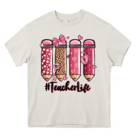 Cream valentine's day teacher life pencils Heavy Core Tee - MaliasSmallBusiness