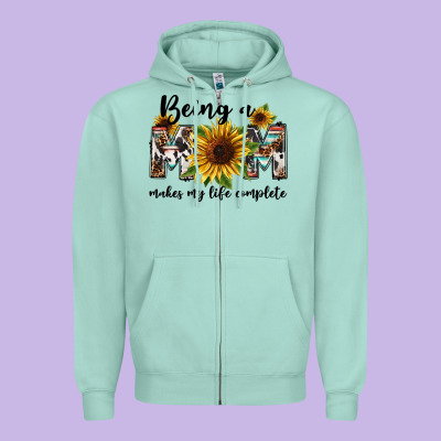 Being A Mom Makes My Life Complete Mother's Day Zipper Hoodie Designed By Fadigitalartstudio