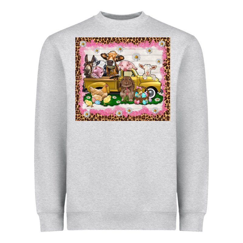 Easter Day With Farm Animals Tumbler Heavyweight Sweatshirt by HowdyJamesFarm | Teevron