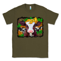 Army Green st patricks baby cow with leopard background Classic Tee - Jasminsmagicworld