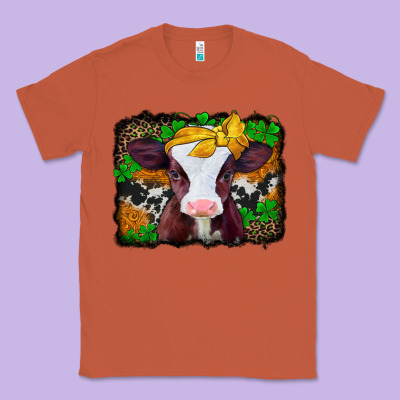 St Patricks Baby Cow With Leopard Background Classic Tee Designed By Jasminsmagicworld